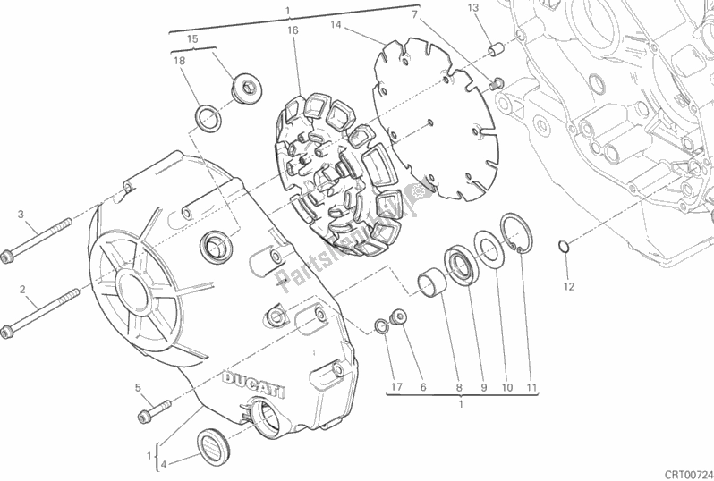 Alle onderdelen voor de Koppelingsdeksel van de Ducati Diavel Xdiavel USA 1260 2016